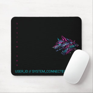 :: SYSTEM_GMR Cyber Wolf Neon Glitch Gamer Mousepad