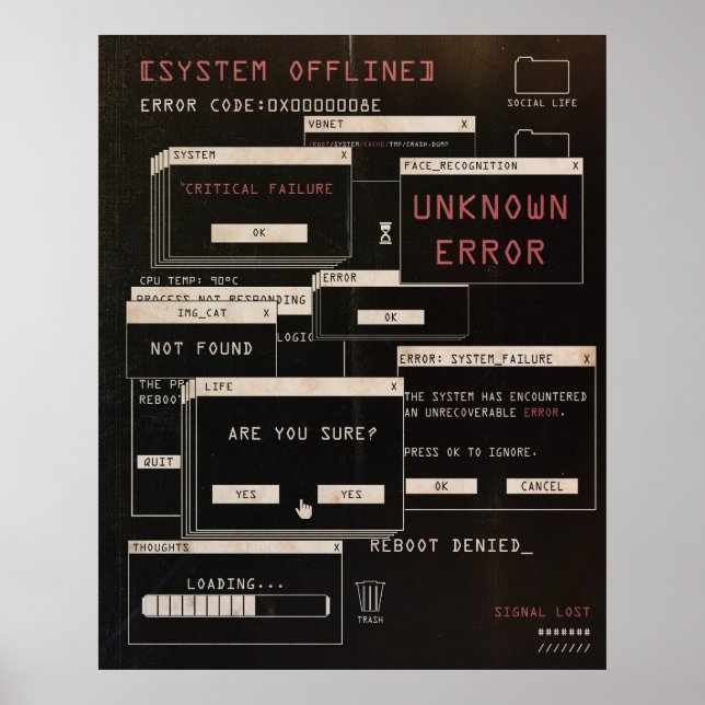 System Offline - Techno-Brutalist-Design Poster (Vorne)