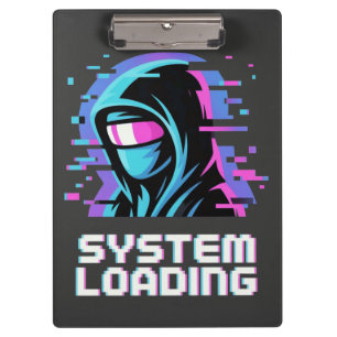 System wird geladen – Cyber Glitch Hoodie Art Klemmbrett