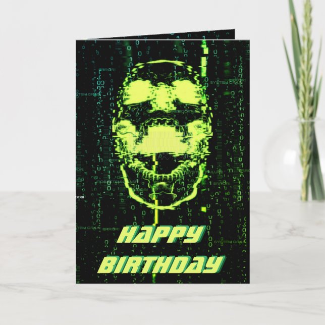 Systemfehler Cyberpunk Screening Skull Green Karte (Vorderseite)