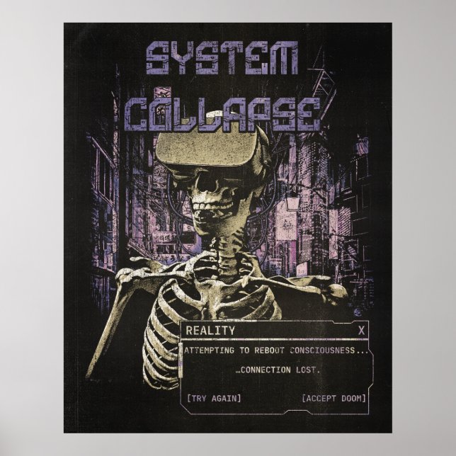 Systemkollaps - Techno-Dystopian Streetwear Poster (Vorne)