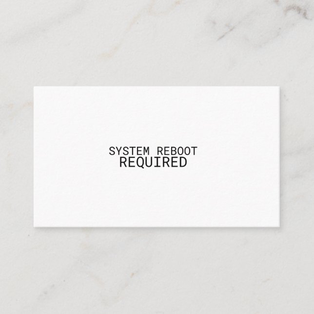 Systemneustart erforderlich Minimalist  Visitenkarte (Vorderseite)
