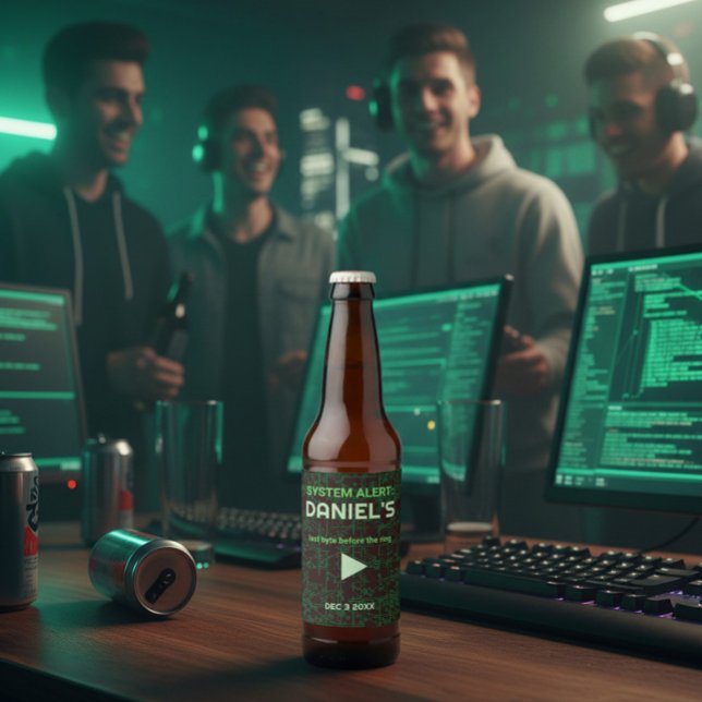 Systemwarnung Hacker-Junggesellenabschied-Bieretik Bierflaschenetikett (Von Creator hochgeladen)