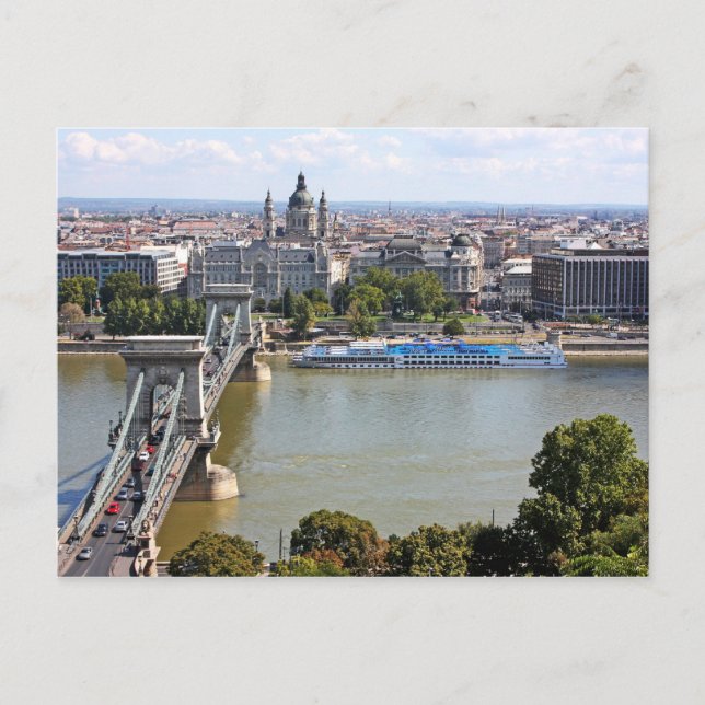 Szechenyi Chain Bridge, Budapest, Ungarn Postkarte (Vorderseite)