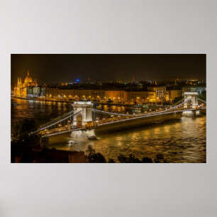Széchenyi Chain Bridge in Budapest, Ungarn Poster