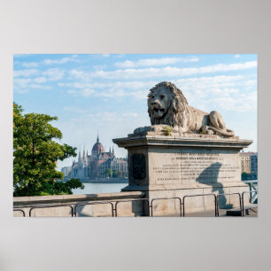 Szechenyi-Kettenbrücke und Parlament von Budapest Poster