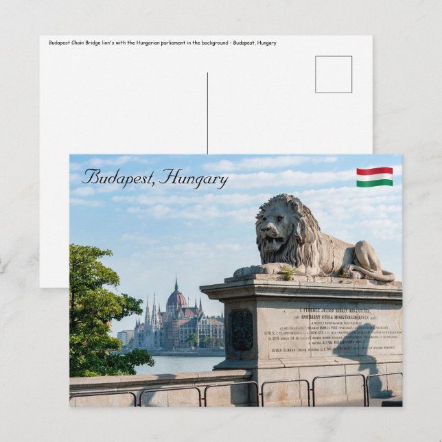 Széchenyi Kettenbrücke und Parlament von Budapest Postkarte (Vorne/Hinten)