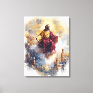 Szenario von Jesus - Aquarellwein Weihnachten Kuns Leinwanddruck