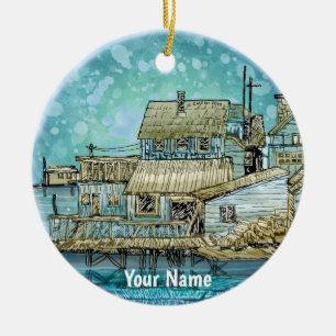 Szene am Kai Keramik Ornament