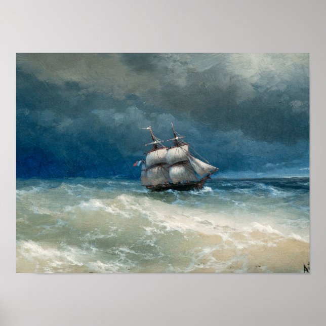 Szene an der Küste mit Stormy Waters Ivan Aivazovs Poster (Vorne)