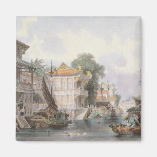 Szene auf dem Horan-Kanal nahe Bezirk, c.1850 Magnet