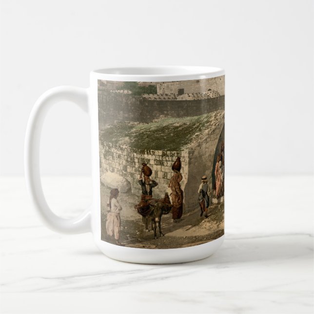 Szene der Bibel am Brunnen Mariens  Kaffeetasse (Links)