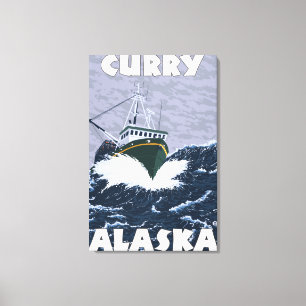 Szene der Fischerboote - Curry, Alaska Leinwanddruck