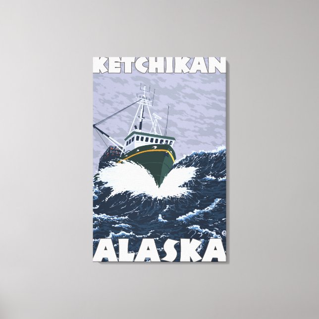 Szene der Fischerboote - Ketchikan, Alaska Leinwanddruck (Vorderseite)
