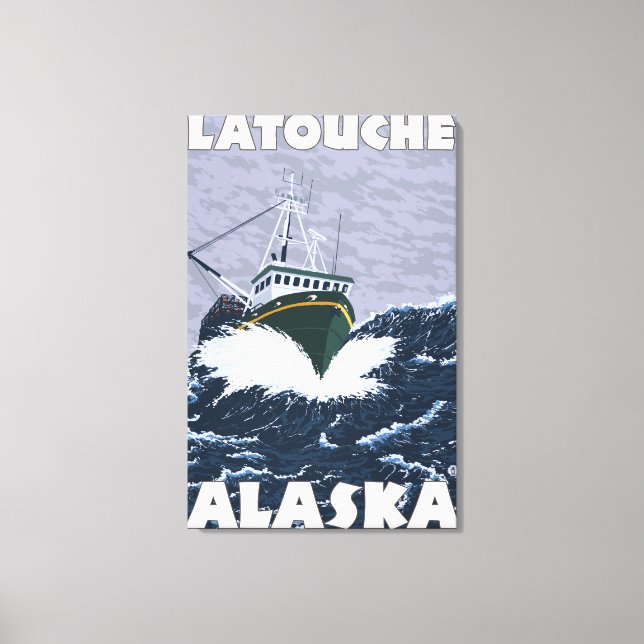 Szene der Fischerboote - Latouche, Alaska Leinwanddruck (Vorderseite)