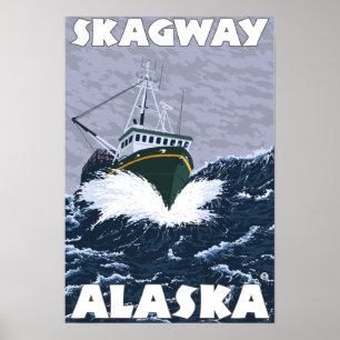 Szene der Fischerboote - Skagway, Alaska Poster