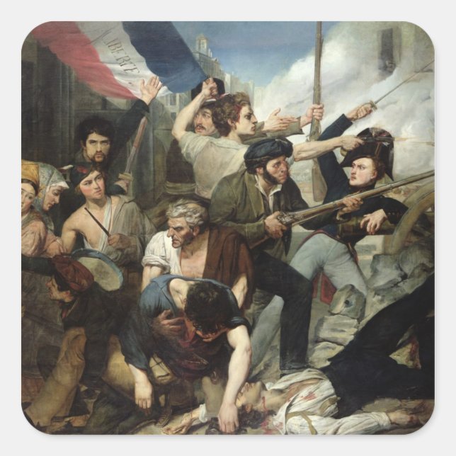 Szene der Revolution von 1830 Quadratischer Aufkleber (Vorderseite)