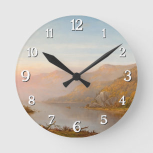 Szene des Berges River (Herbst des Hudson) Runde Wanduhr