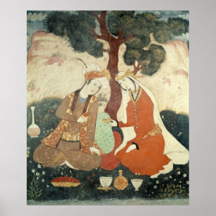 Szene galante von der Ära von Shah Abbas I Poster
