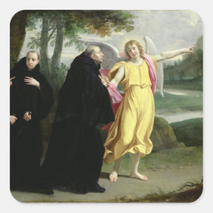 Szene vom Leben von St. Benedict Quadratischer Aufkleber