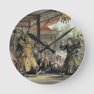 Szene vom Schauspiel "von The Sun und von Mond", Runde Wanduhr