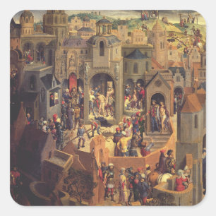 Szenen der Kreuzigung Christi Quadratischer Aufkleber