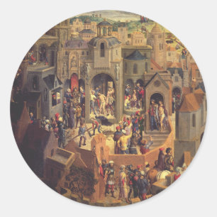 Szenen der Kreuzigung Christi Runder Aufkleber