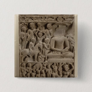 Szenen von Buddhas Leben, Sarnath, Uttar Pradesh Button