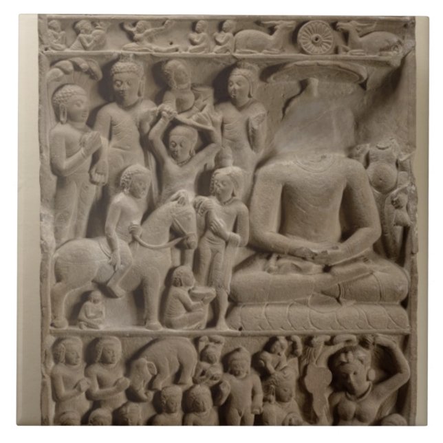 Szenen von Buddhas Leben, Sarnath, Uttar Pradesh Fliese (Vorderseite)