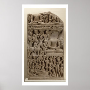 Szenen von Buddhas Leben, Sarnath, Uttar Pradesh Poster