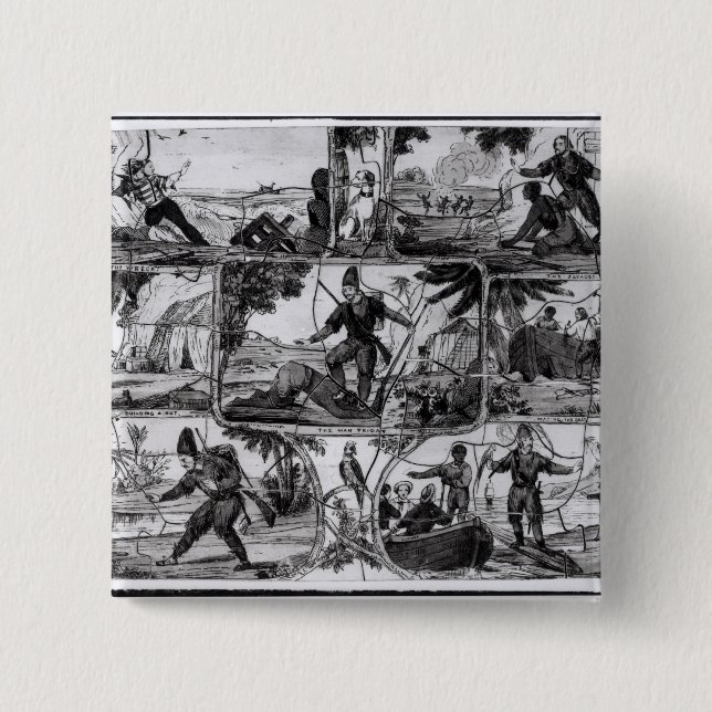Szenen von "Robinson Crusoe" durch Daniel Defoe Button (Vorderseite)