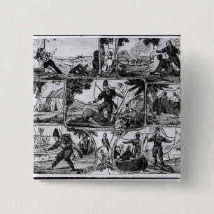 Szenen von "Robinson Crusoe" durch Daniel Defoe Button