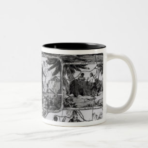 Szenen von "Robinson Crusoe" durch Daniel Defoe Zweifarbige Tasse