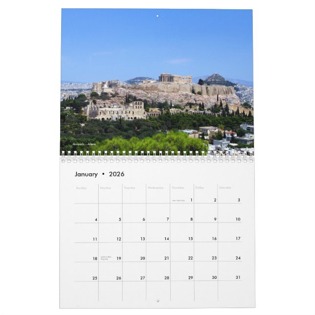 Szenerien des griechischen Mauerkalenders Kalender (Jan 2026)