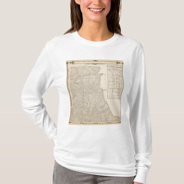 T1417S R3235E Tulare County Abschnitt-Karte T-Shirt (Vorderseite)