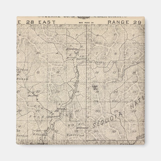 T1617S R2829E Tulare Landkreis Abschnitt Karte Magnet (Vorne)