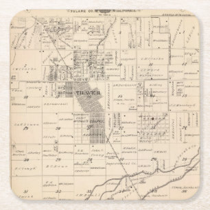 T17S R23E Tulare County Abschnitt-Karte Rechteckiger Pappuntersetzer