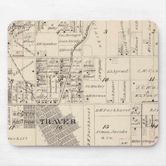T17S R23E Tulare Landkreis Karte Mousepad (Vorne)