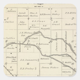T17S R25E Tulare County Abschnitt-Karte Quadratischer Aufkleber