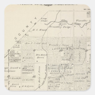 T18S R21E Tulare County Abschnitt-Karte Quadratischer Aufkleber