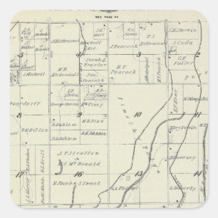 T19S R22E Tulare County Abschnitt-Karte Quadratischer Aufkleber