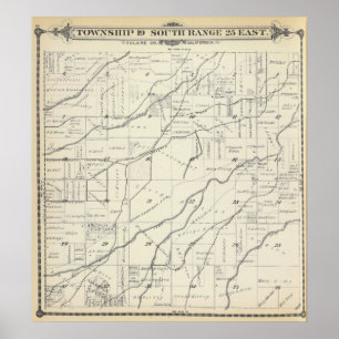 T19S R25E Tulare Landkreis Karte Poster