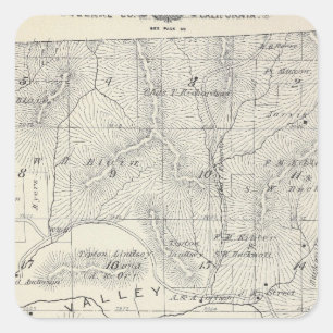 T19S R28E Tulare County Abschnitt-Karte Quadratischer Aufkleber