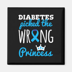 T1D Awarcess Girls Diabetic Blue Ribbon Magnet