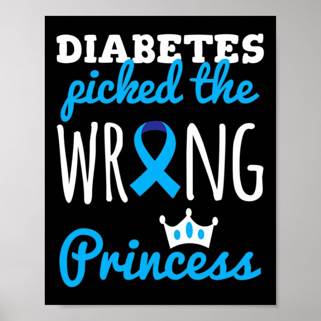T1D Awarcess Girls Diabetic Blue Ribbon Poster (Vorne)