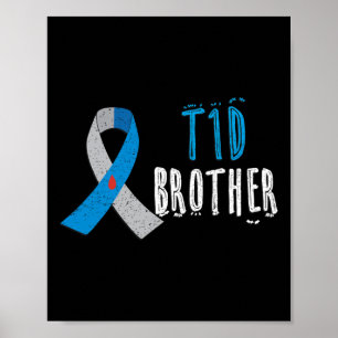 T1d Brother Blue Ribbon Typ 1 Diabetes Bewusstsein Poster