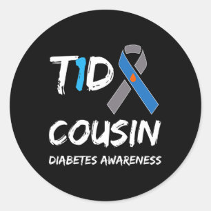 T1d Cousin Typ 1 Diabetes-Sensibilisierungskette Runder Aufkleber