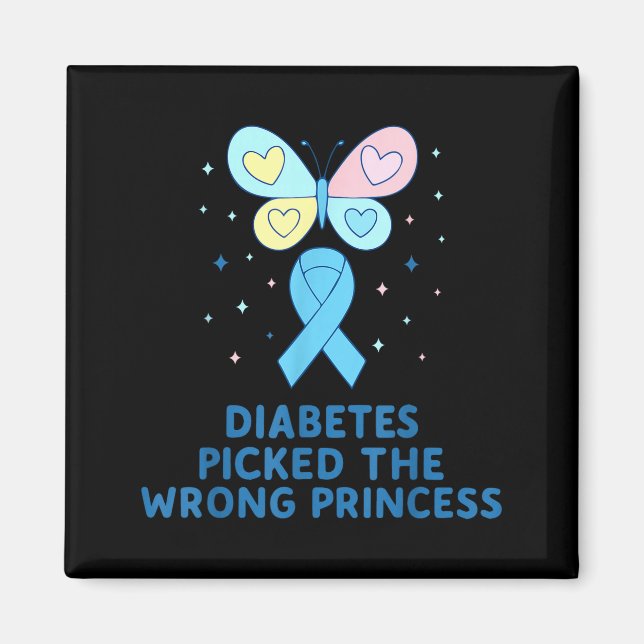 T1d Diabetes Warrior Butterfly Princess Diabetes A Magnet (Vorne)