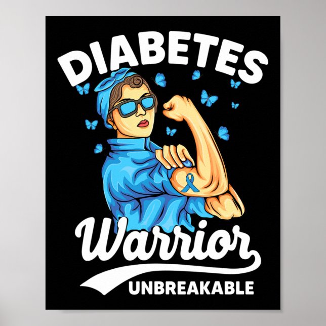 T1d Diabetes Warrior Unzerbrechlich Typ 1 Diabetes Poster (Vorne)