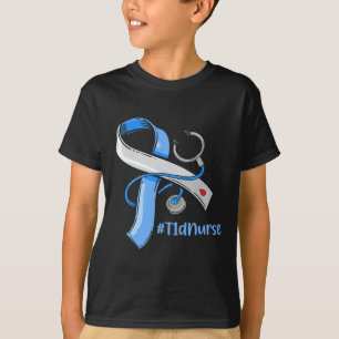 T1d Krankenschwester Blaues Band Stethoskop Diabet T-Shirt